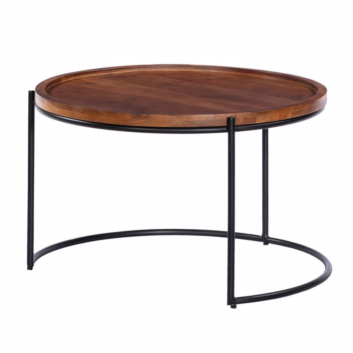 Liberta - Maison CELLINI Σετ των 2 Coffee Table Καρυδί Ανοιχτό/Μαύρο Φ70x43cm 04-1049 Liberta - Maison CELLINI Set ton 2 Coffee Table Karudi Anoixto/Mavro F70x43cm 04-1049